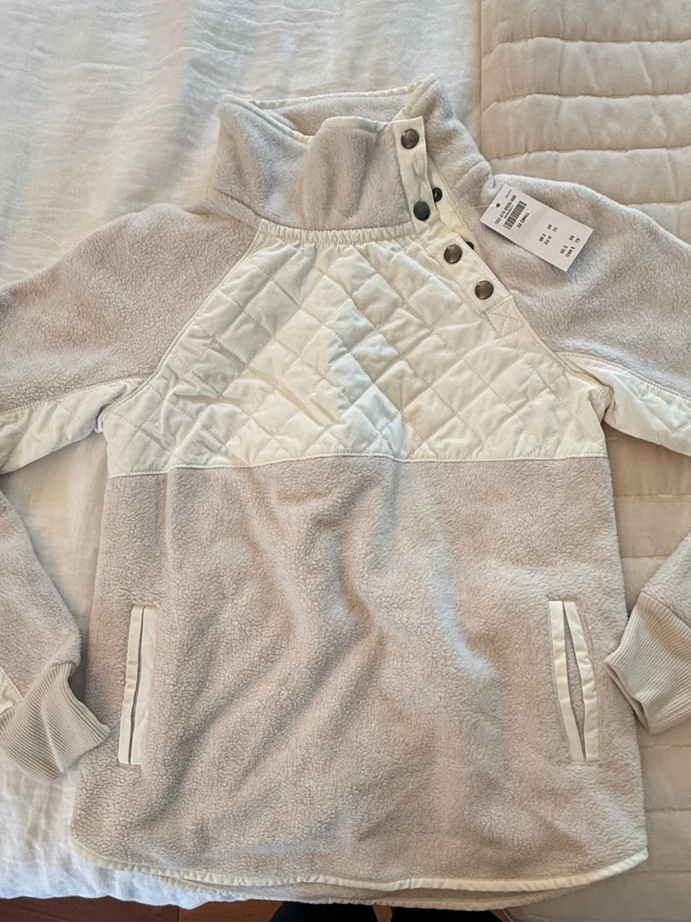 Abercrombie & Fitch Cream and Light tan Sherpa Jacket